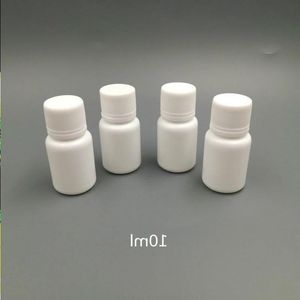 100pcs 10ml 10cc 10g小さなプラスチック容器シールキャップのふたが付いた錠剤ボトル、空の白い丸いプラスチックピル薬ボトルgfitf
