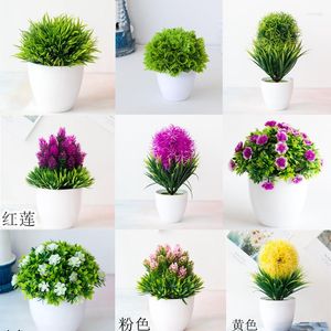 Decorative Flowers Artificial Plants Green Bonsai Small Tree Pot Fake Flower Potted Ornaments For Home El Garden Party Craft Plant Decor