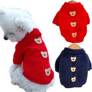 Tröjor Autumn Winter Dog Clothes Puppy Kitten tröja stickade hoodies kappa för små medelstora hundar Pomeranian husdjur virkade hoppare bichon