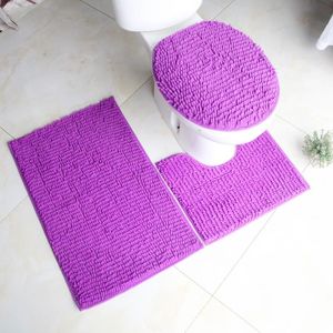 Maty 3PC/Set Chenille Bath Mat Dywan przeciw poślizgowe do toalety dywaniki w łazience prysznicowe maty podłogowe solidne kolory wód w wodzie podkładki