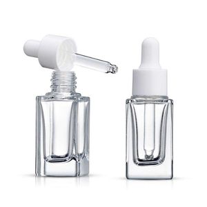 Clear Square Glass Droper Bottle Essential Oil Parfume Bottle 15 ml med vit/svart/guld/silver cap Incsx