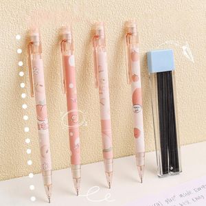 2pcs Cute Peach Mechanical Pencils Kawaii 0.5mm Automatic Non Sharpening Pens Korean Stationery School Office Supplies