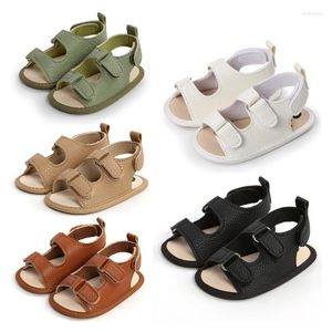 Sapatos de passeio infantis First Walkers antiderrapantes sandália de PU verão sola de borracha pré-caminhante para bebê de 0 a 2 anos