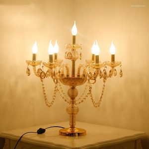 Candeeiros de mesa Estilo europeu Lâmpada Led Cristal de luxo Sala de jantar Quarto Mesa de cabeceira Mesa de cabeceira Decoração Leitura Noite Luz