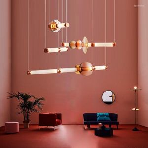 Pendant Lamps Light Luxury Post-modern Minimalist Chandelier Living Room Dining Model Nordic Glass Bulb