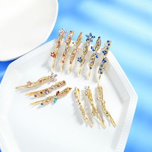 Hair Clips Uer 3 Pcs/set Exquisite Crystal Glass Flower Bowknot Hairpins For Women Gifts Easy-matching Gold Color Fashion Jewelry