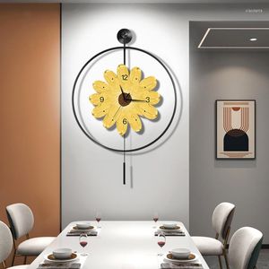 ウォールクロック大きな目覚まし時計アート壁画レストランサイレンスベッドルームメカニズム豪華なリロジはミニマリストの装飾ZLXPを除いて