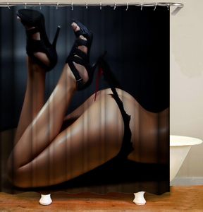 Gardiner afroamerikanska duschgardiner 3d strand sexiga flickor badrum gardin vattentätt polyeste tyg badkar med 12 krokar