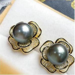 Stud Earrings Gorgeous 10-11mm Natural South Sea Golden Round Pearl Earring 925s