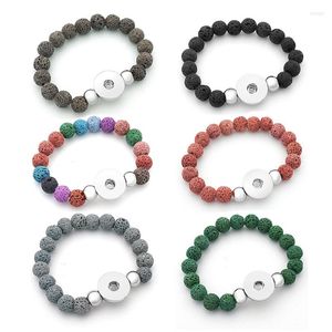 Charm Bracelets Fashion Beauty Volcanic Stone Beads Snap Bracelet Colorful Fit 18MM Buttons Jewelry AB0060