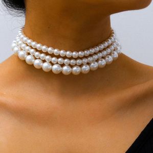 Vintage Imitation Pearl Choker Necklaces Chain Goth Collar For Women Fashion Charm Party Wedding Jewelry Gift Accessories Bijoux