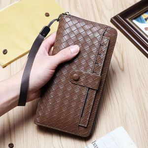 Great quality Mens designer wallets large capacity weaving male fashion casual zero card purses long style clutchs no249