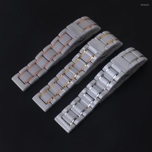 Watch Bands High Quality Watchband Ceramic White With Silver Gold Rosegold Watches Accessories 20mm 21mm 22mm 23mm 24mm Mens Ladys Bracelets