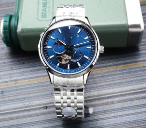 Men's watch, equipped with imported movement, 9-bit personality 24 hours/true moon phase display, hollow design, 5-bit small seconds, sapphire glass mirror, diameter 40X11m