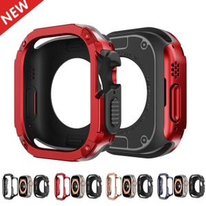 2 I 1 Fall för Apple Watch Series 8 7 SE 6 5 4 IWATCH COVER TPU PC Ultra 41mm 45mm 40mm 44mm 49mm SUCKSUST STOCKT STÄLLARE BUMPER