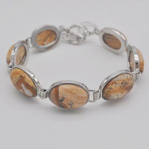 Link Bracelets Picture Stone Beads Bracelet Bangle 8 Inch Jewelry For Woman Gift G052