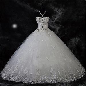 Wed Dress Wed Robe de Mariage Lace Rhinestone Plus Size Ball Gown Wedding Dresses Wedding Bridal Clowns Vestido de Novia307M