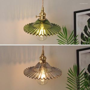 Lampy wiszące nordyckie minimalistyczne szklane żyrandol retro pojedyncza głowica nocna lampa okręgowa drążka domowa japoński styl mosiężny