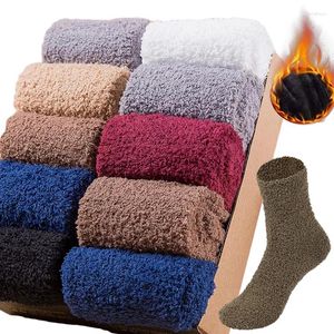 Sports Socks Thicken Velvet Men Winter Warm Coral Fleece Fluffy Solid Color Loose Male Home Sleep Floor Terry Towel Fuzzy Sock