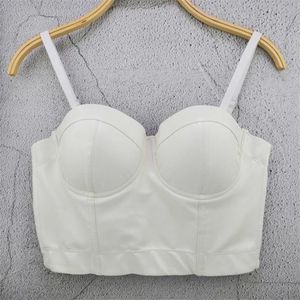 T-Shirt Women Leather Bra Tops Cropped Gothic Push Up Corsage Sexy Lingerie Corset Hot Fashion Club Party Camisole