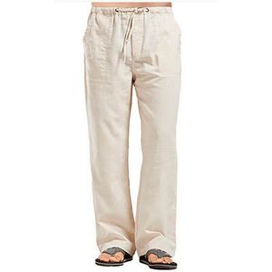 Pantaloni da uomo Pantaloni da uomo in lino di cotone Pantaloni da uomo in lino traspirante tinta unita estiva Pantaloni da fitness casual da uomo in vita elastica 230617