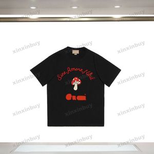 Xinxinbuy Men designer tee t shirt 23SS svamp bokstav tryck kort ärm bomullskvinnor vit svart gul xs-2xl