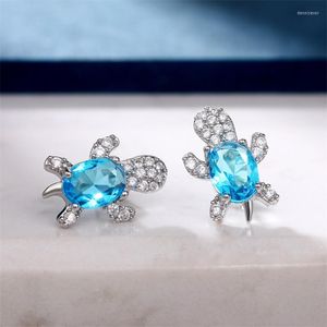 Stud Earrings CAOSHI Delicate Tortoise For Women Dazzling Blue Zirconia Accessories Party Exquisite Design Gift Statement Jewelry