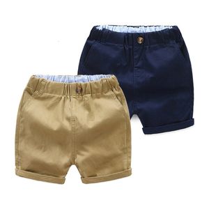 Pantaloncini Ragazzi Pantaloni Pantaloni estivi per bambini Vestiti tessuti Bambini per neonate pantaloncini sciolti da spiaggia tinta unita blu navy foro per cintura khaqi 230617