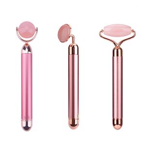Face Care Devices 24K Gold Face Lift Beauty Bar Massager Roller Electric Vibrating Rose Quartz Skin Care Massage Devices Chin Slim Tool 230617