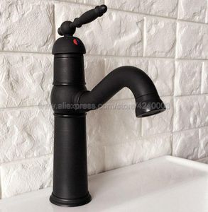 Bathroom Sink Faucets Basin Black Color Brass Swivel Faucet Single Handle Washbasin Cold Mixer Water Tap Knf365