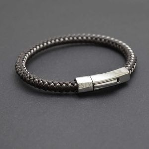 New Buckle Stainless Steel Wire Mix Braided Brown Leather Bracelet Bangle Men Women Punk Jewelry Gift Men Bracelet