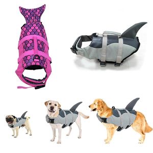 Giacche Divertente costume da squalo Giubbotto di salvataggio per animali domestici Gilet per cani di taglia media Taglia estiva Costume da bagno per cani di grossa taglia Golden Retriever mascotte Vestiti