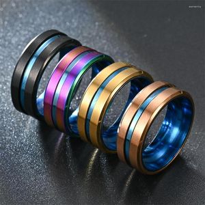 Hochzeit Ringe Mode 8mm Blaue Nut Abgeschrägte Kante Wolfram Für Männer Gebürstet Stahl Verlobungsring Band Schmuck