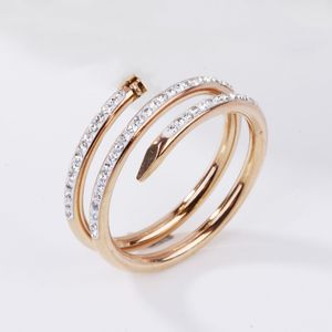 Diamond Nail Cring Love Vint Rings Mens Classic Luxury Designer Jewelry Женщины титановые стальные сплав серебристого золото розовое золото никогда не исчезают не аллергический день благодарения