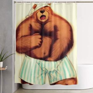 Tende Gay Pride Bear Divertente sonno Decorazioni a tema Tenda da doccia per uomo Bagno Tessuto in poliestere lavabile impermeabile per uomo Casa