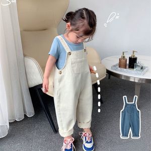 Tulumlar için Tulum Çocuklar Çocuklar Bahar Sonbahar Kot Genel Elbise Yük atanlar Kawaii Tulum Denim Askı Pantolon Moda Çocuklar 230617