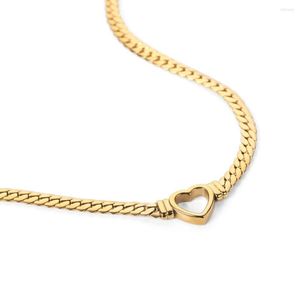 Halsband Minar Coole aushöhlen Liebe Herz Anhänger Halsketten Frauen Mann Unisex 18K Vergoldung Edelstahl breite kubanische Kette