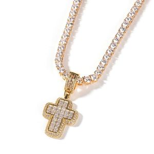 Iced Out Kreuz Anhänger Halskette Gold Silber Hip Hop Halskette Schmuck für Männer