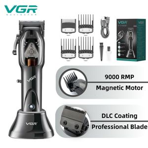 Aparador de cabelo VGR Aparador de cabelo profissional Aparador de cabelo DLC Revestimento Máquina de corte de cabelo de alta potência Aparador de motor magnético para homens V-653 230617
