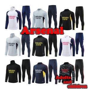 2023 2024 Gunners Roupas esportivas masculinas City Harran Meio zíper Roupas de treinamento masculinas 22/23/24 manga longa roupas esportivas meninos meninas apoio pés Chandal S-2XL