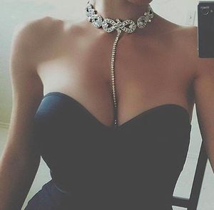 Łańcuchy moda seksowne kobiety błyszczące pełne rhinestonechain naszyjnik biżuteria osobowość Prezenty przesadne Prezenty