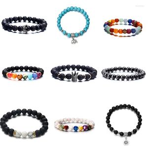 Charm Armband Fashion Men's and Women's Armband Volcanic Stone Crown Elephant Sun Jewelry Lämplig för Summer Beach -gåva