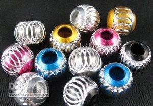 Perlen 200 Stück, gemischte Farben, geschnitzte Laterne, Aluminiumperlen, 13 x 11 mm, M693