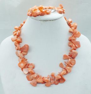 Conjunto de brincos colar laranja coral pulseiras 18 pol.
