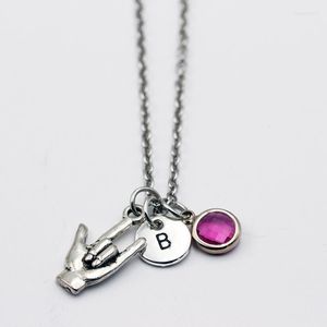 Pendant Necklaces Sign Language Of Love Pendant/Birthstone Necklace/A To Z Letters Necklaces/Pendant Necklace/Women Fashion Jewelry