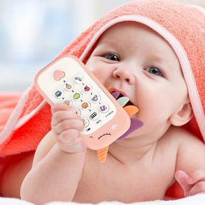 Toy Phones Baby Phone Music Sound Telephone Sleeping Toys With Teether Simulation Kids Infant Early Educational Gifts 230617