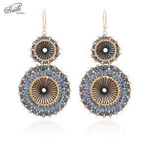 Dangle Chandelier Badu Women Vintage Earring Double Round Japanese Seed Beads Crochet Dangle Earrings Christmas Jewelry Gift Wholesale 230617