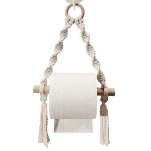 Bohemian Mesh toalettvävnadshållare Nordic Hand-Woven Roll Paper Hanger Hanging Rope Punch-Free Toalettpappers Homstay1221254