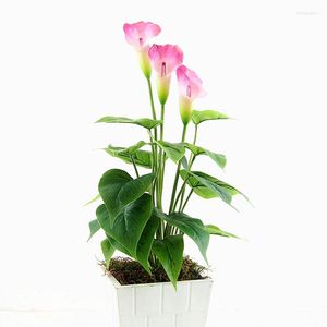 Flores decorativas 40CM Artificial Calla Flower Bundle Plastic Green Plants DIY Home Paisagismo Material Casa Ano Decoração Acessórios