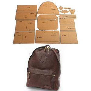 Leathercraft Diy Leather Handgjorda hantverk damer ryggsäck Hard Kraft Paper Mall Symönster axelväska Sypappersmall